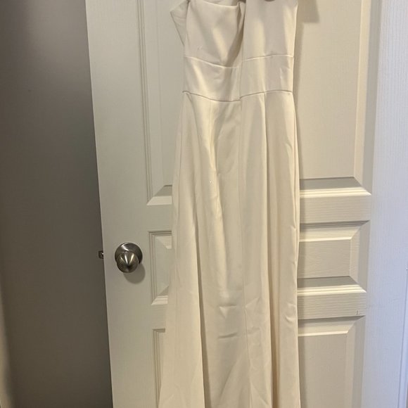 After Six One Shoulder Bow Dress Ivory Size 2 - Picture 3 of 7